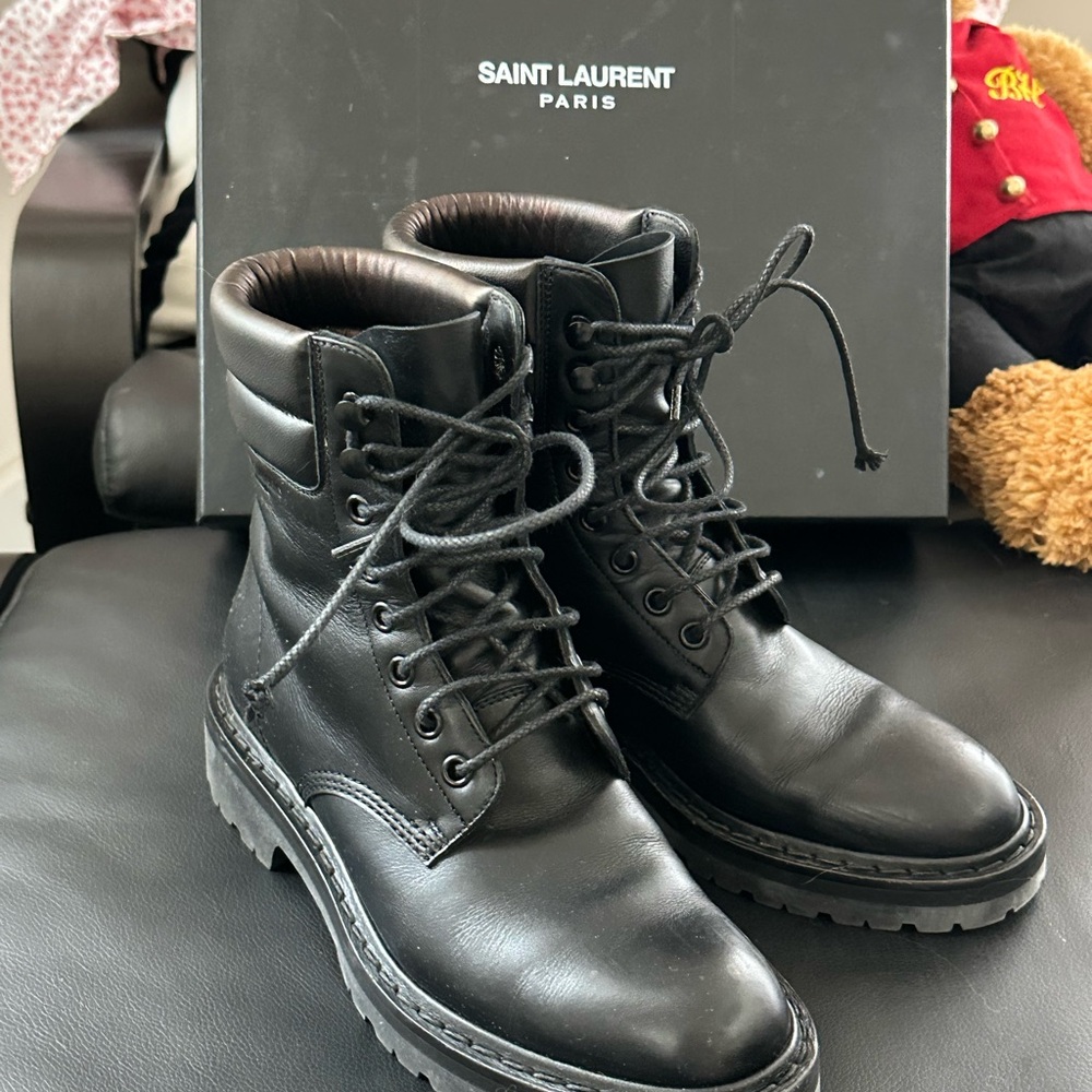Saint Laurent Combat Boots With Box